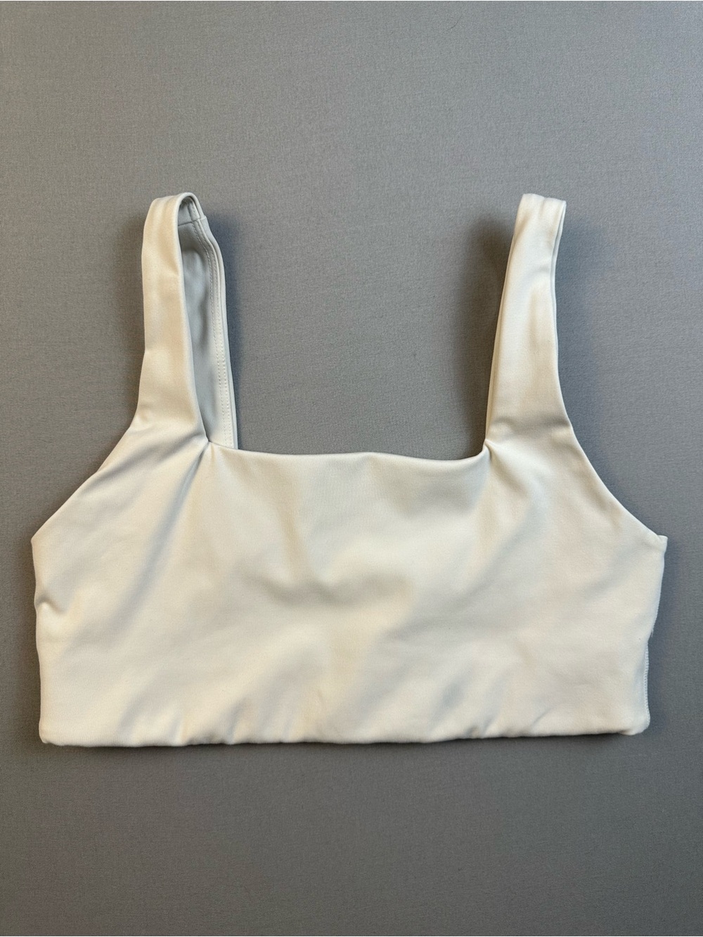 Girlfriend Collective Tommy Cropped Bra, Square Neck, Off White - Womens Small